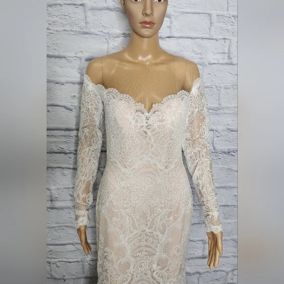 NWT Anthropologie BHLDN Watters Ula Blush lace sheet back wedding gown Sz 2 - Picture 5 of 16